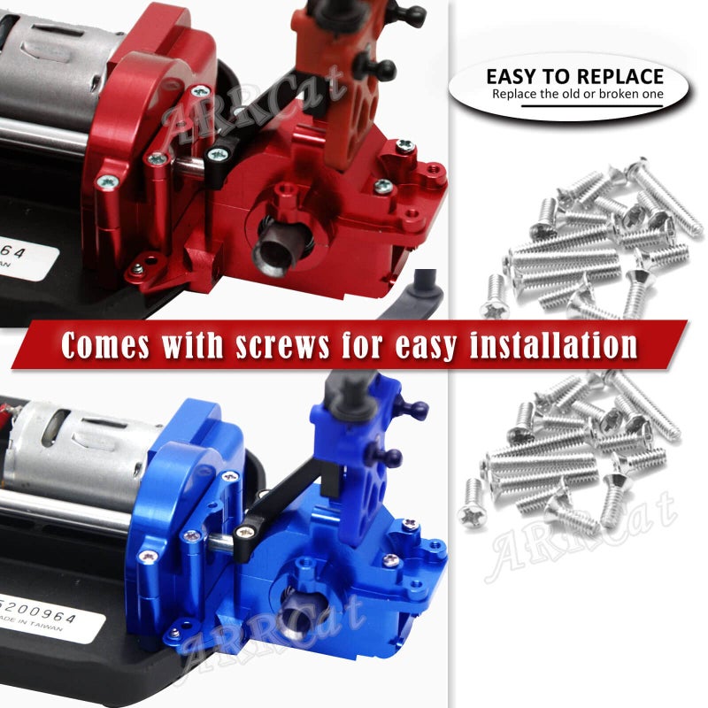 ARRCat Alloy Differential Housing Bulkhead Front & Rear Upgrades for 1/18 LaTrax Teton Desert Prerunner Rally SST  Replace #7530 (Red) - Image 3